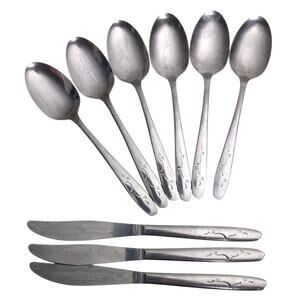 Silco International Mardi Gras Stainless Flatware 6x Tablespoons 3x Dinner Knife